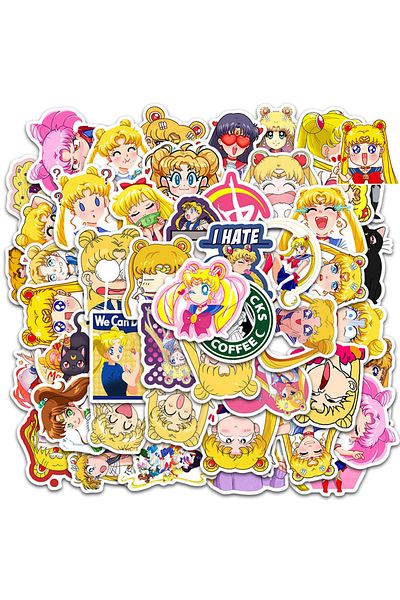 BANDAI 50PCS 10/30/50pcs Anime Sailor Moon Stickers Cute Cartoon Waterproof Decals Graffiti Skateboard Phon