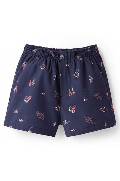 Pine kids بوكسر باين كيدز منسوج من القطن بطبعة مرساة، عبوة من قطعتين - أزرق فاتح/أزرق داكن