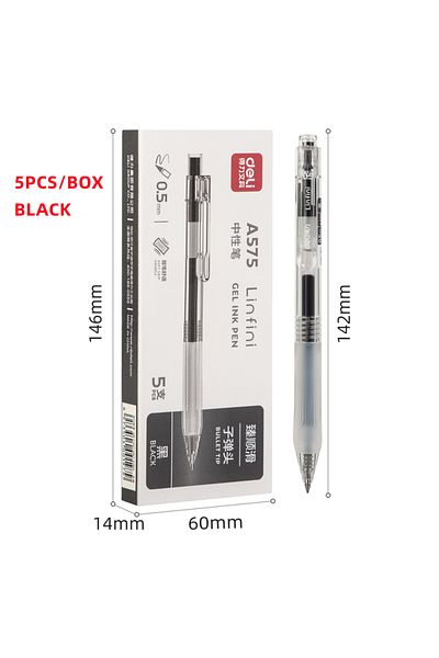 Deli Retractable-Black Retractable Gel Ink Pens Black Blue Bullet Tip Office Writing Pen 0.5 mm Repl