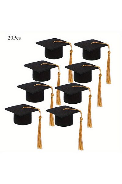 Choice 20pcs 5-20Pcs Mini Graduation Cap with tassels Mini Grad Hat Wine Bottle cake Topper Graduation Cap