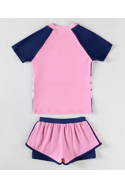 Pine kids Half Sleeves Two Piece Swimsuit - Pink/Blue