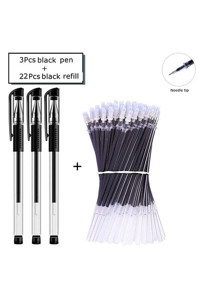 Choice 25Pcs Black set A 7/35 PCS Gel Pen Set School Supplies Black Blue Red Ink Color Ballpoint Pen Kawaii