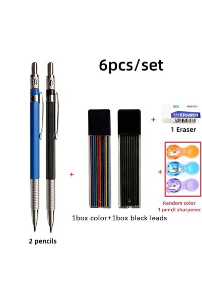 Choice مجموعة أقلام رصاص ميكانيكية مختلطة من 6 قطع مقاس 2.0 مم، قلم رصاص أسود...