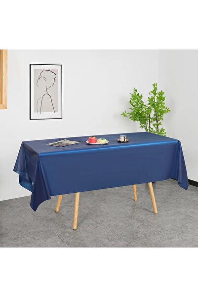 Choice6 مفرش طاولة بلاستيكي فاخر للاستخدام مرة واحدة باللون الأزرق الداكن - م...