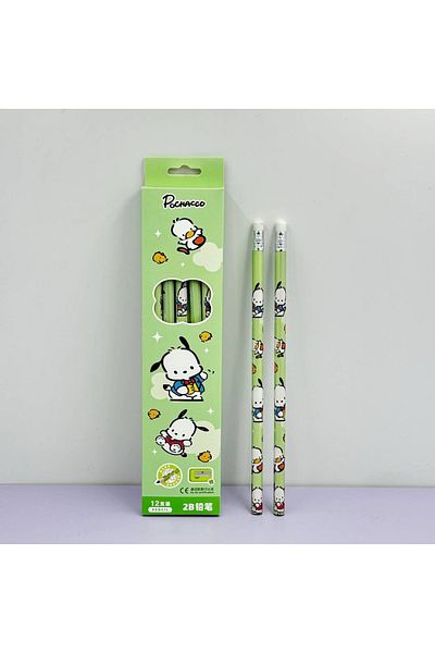 SANRIO 12Pcs Pencil C Pencil 12Pcs Cartoon Kawaii Kuromi Melody Primary School Student Stationery