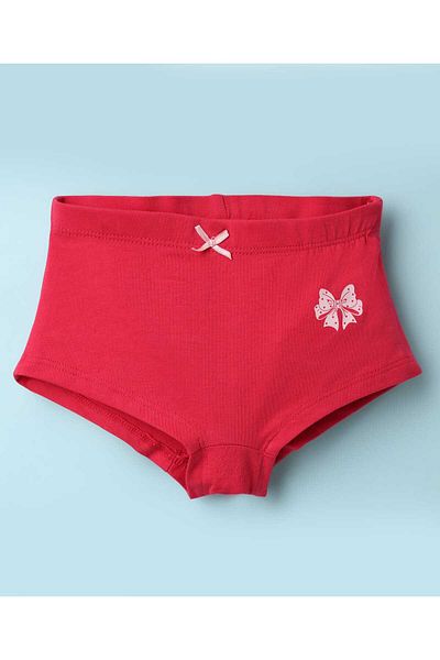 Pine kids Pine Kids Cotton Elastane Knit Hipster Panties With Polka Dots & Bow Print Pack Of 3 - Pink & White