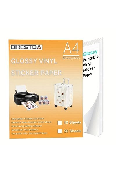 Choice Glossy 20ps 20 Sheets Glossy/Matte Waterproof Vinyl Sticker Paper A4 Tear-off Resistant Label Sticke