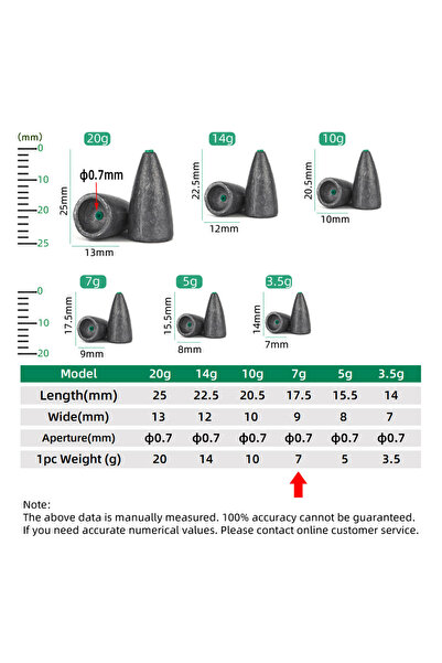Choice مقاس 7، 10 قطع من أوزان صيد الرصاص، وزن رصاصي، رأس طُعم، مجموعة أدوات ...
