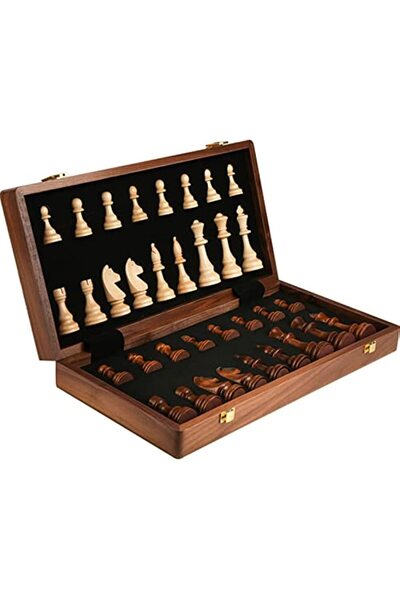 Choice 15" x 15" High-end Folding Chess Set Top Grade Classic Handwork Solid Wood Pieces Walnut Chessboa...