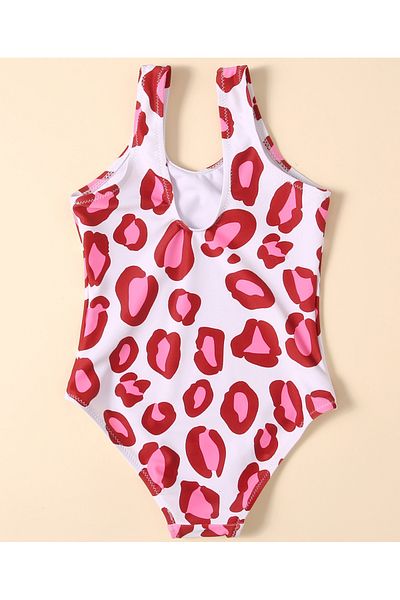 SAPS Cheeky Girl Printed V Cut Swimsuit - White/Red/Pink