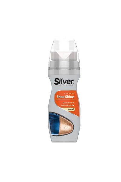Silver Set of 4 premium liquid shoe polishes, with applicator and horsehair brush, 300 ml, Transparent