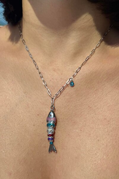 TAKIŞTIR قلادة YSX مع شكل سمكة بألوان مختلطة