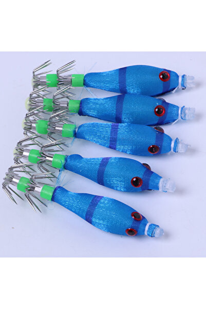 Choice 5 قطع زرقاء 5 قطع/حزمة خطافات حبار مضيئة، برنامج محاكاة اصطناعي طُعم ز...