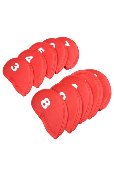 Choice red 10pcs Golf Shaft Protectors, Golf Accessories, Numeric Alphabet Printing, Dustproof, Waterproof,