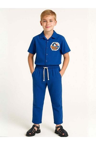 Zekids Boy's Muslin Fabric Elastic Waist Trousers