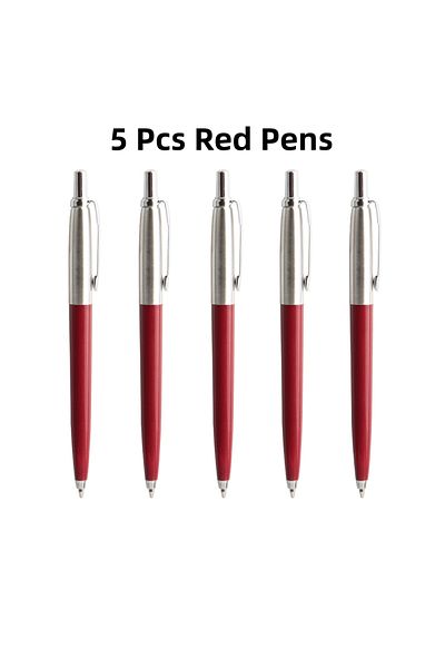 Choice Blue 5 Pcs Red Pens 5Pcs/Set Metal Ballpoint Pen Promotional Pens G2 Refill Blue Ink Automatic Ballp
