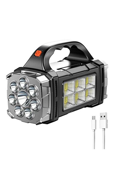 Choice مصباح يدوي LED قوي 2024 مزود بمنفذ USB + مصباح يدوي قابل لإعادة الشحن بالطاقة الشمسية ومنفذ COB للتخييم في الهواء الطلق