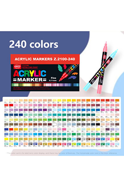 Choice أقلام تلوين أكريليك 240 لونًا، قلم طلاء أكريليك بطرف رفيع، مقاوم للماء...