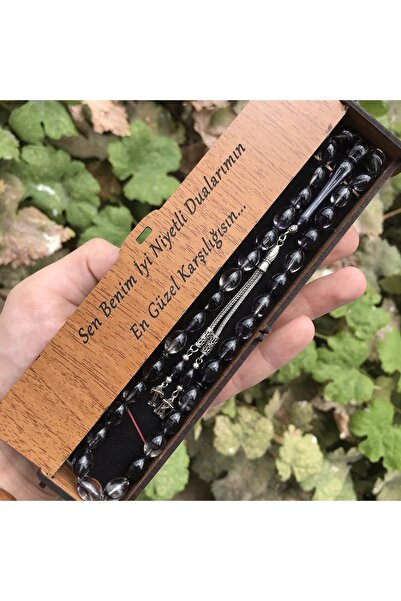 KANUNİ TESBİH Arpa Cut Black Moire Design personalizat cu litere Cadou pentru soție Tasbih