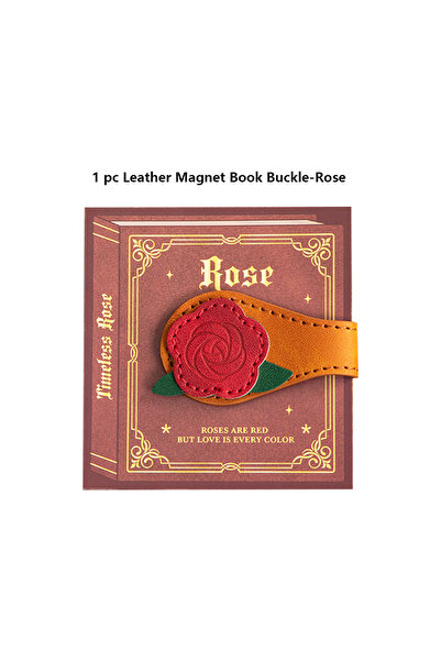 Choice قطعة واحدة من علامة مرجعية جلدية مغناطيسية على شكل وردة قهوة عتيقة بتص...