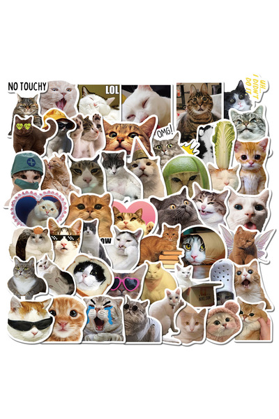 Choice 50pcs 50PCS Kawaii Love Cat PVC Sticker Aesthetic Korean Decoration Sc...