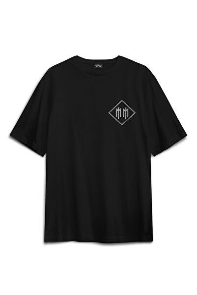Kendim Seçtim Tricou negru oversize cu logo Marilyn Manson Rock Metal Muzică imprimat