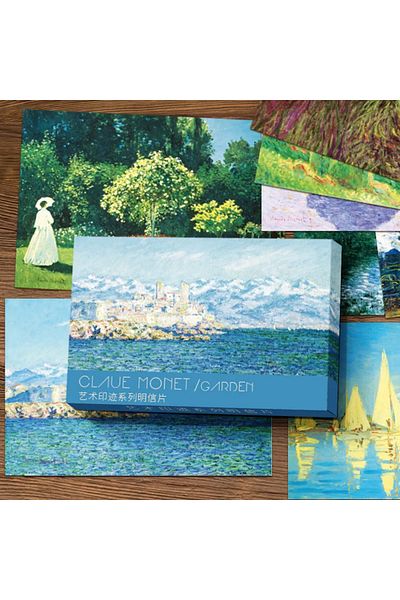 Choice green 30 Sheets/LOT New Claude Monet Oil Painting Postcard Vintage Monet Art Painting Postcards Gree