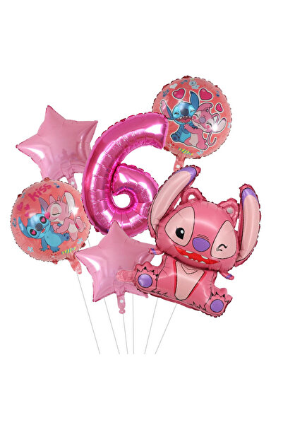 Choice كما في الصورة، مجموعة من 6 بالونات حفلات ديزني ليلو وستيتش، مقاس 30 بو...