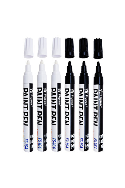 Choice4 3Black and 3White Black/White Oil Based Paint Pens, Permanent Marker ...