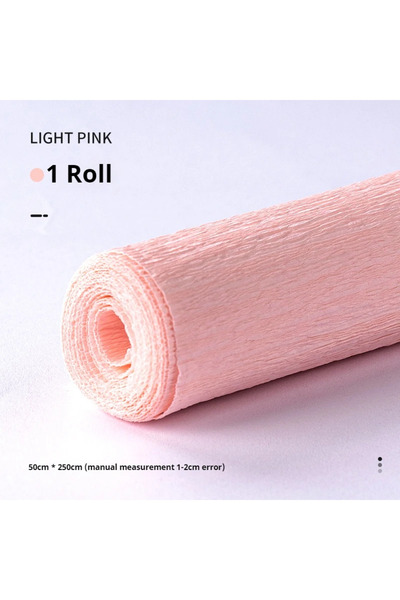 Choice لفة واحدة وردية فاتحة 20 لونًا 250 × 50 سم لفة ورق كريب ملونة مصنوعة ي...
