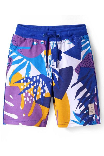 Pine kids Looper Knit Above Knee Length Shorts with Abstract Print - Multicolor
