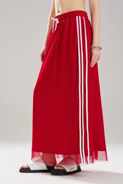 tw3 Women's Stripe Detailed Elastic Waist Design Skirt