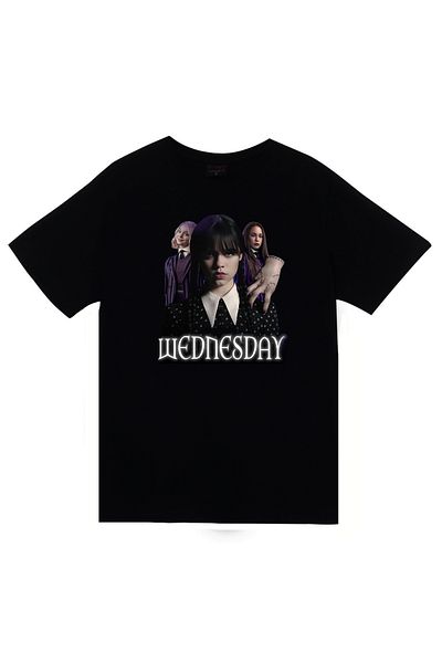 fame-stoned Wednesday Series Printed Unisex 100% Cotton Black T-Shirt