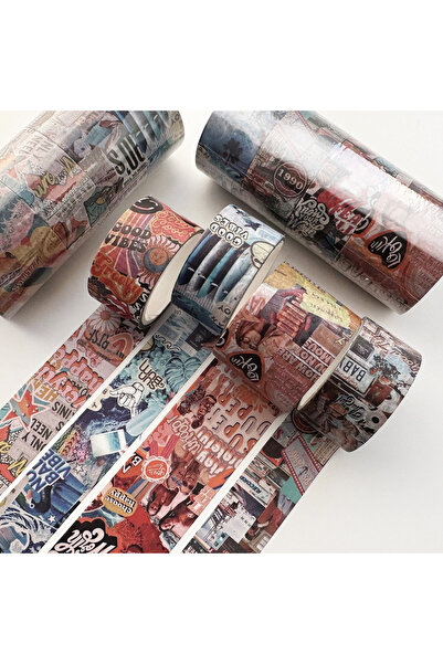 choice2 ب 4 قطع من أشرطة واشي الرجعية، خريطة سكرابوكينغ، شريط لاصق مزخرف، قرط...