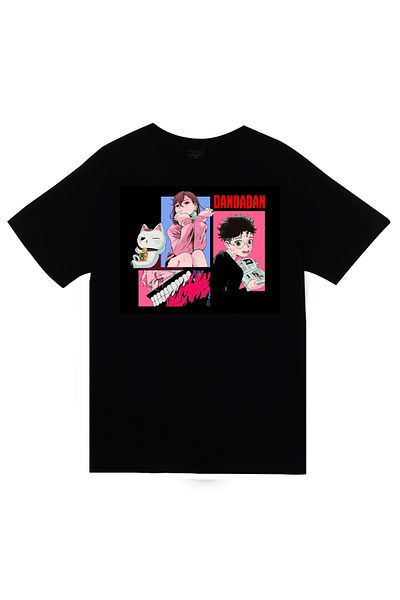 fame-stoned Dandadan Anime Printed Unisex 100% Cotton Black T-Shirt
