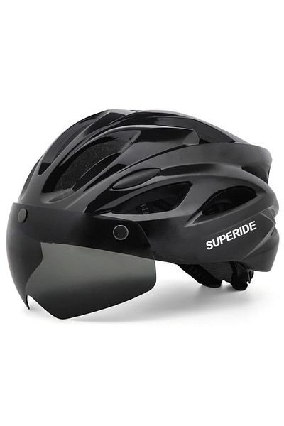 Choice Black 1 Lens SUPERIDE Road Bike Helmet Men Women Cycling Helmet with Visor & Goggles Sports Ultralig