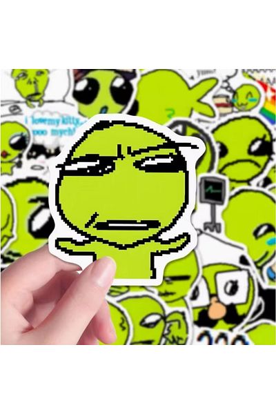 Choice 52Pcs Funny Big Eyes Q-version Green Alien Sticker DIY Material Decor for Phone Cases Notebook De...