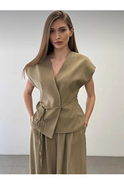 ARSOUS ATELIER BAGLAMA DETAYLI YELEK PANTOLON TAKIM