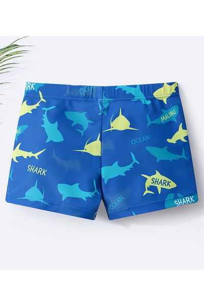 SAPS All Over Shark Printed Swimming Trunks With Cap - Navy