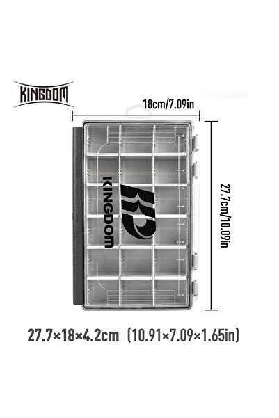 Kingdom صندوق أدوات صيد 3600-GB متعدد الوظائف، صواني أدوات، منظم بحجمين مع قسم قابل للإزالة