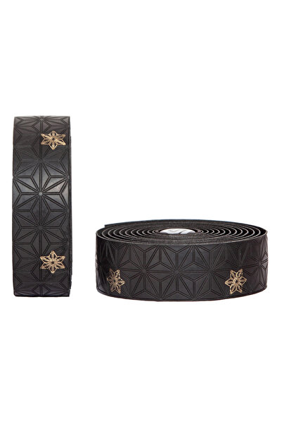 Choice شريط مقود دراجة طريق باللون الأسود الذهبي بنمط أقحوان بلونين، شريط مقو...