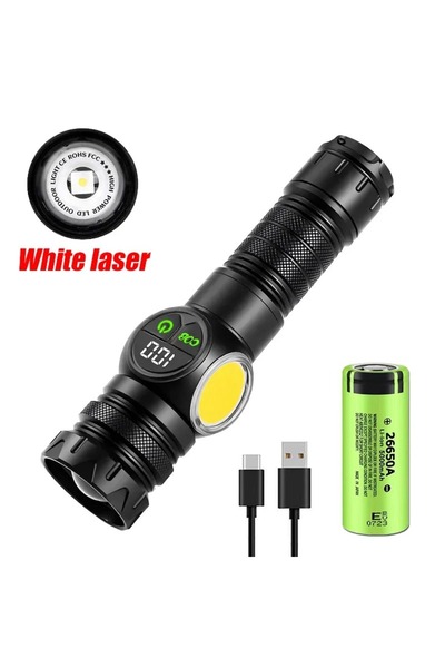 Choice With 26650 battery Most Powerful LED Flashlight White Laser Tactical Flash Light USB Rechargeable Zo