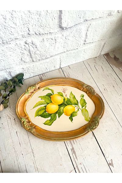Bypinaryuksel Lemon Patterned Tray, Presentation Holder