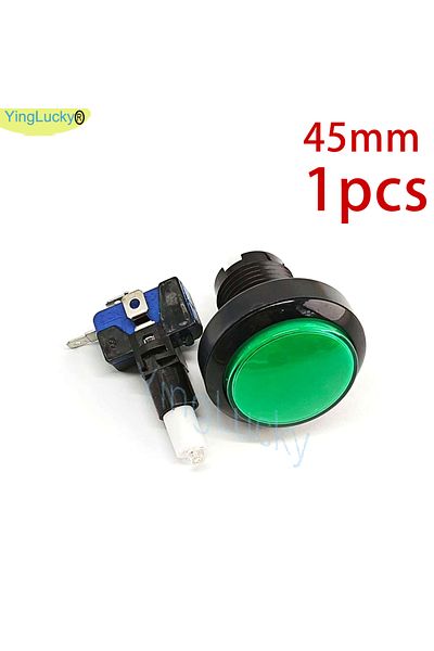 Choice 1 pcs green 1pcs 45mm Push Button Arcade Button Led Micro Switch 12V Power Button Switch Set Green/Y