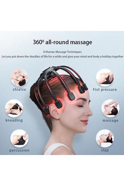 Tradeo Electric Scalp Massager with 3 Modes, 360° Vibrating Head Massager Comb, Stress Relief Tool