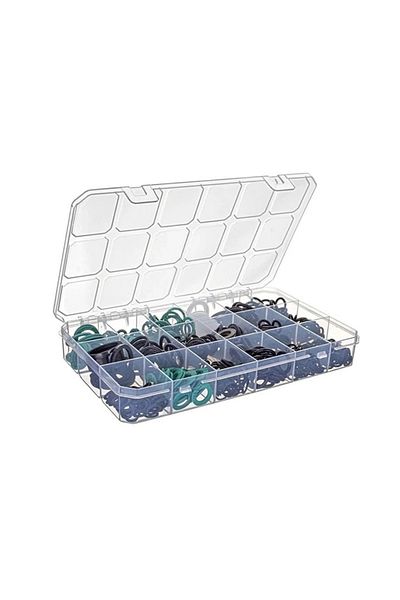 flores Screw organizer box, 18 compartments, ASR-5075, transparent, 295 x 185 x 40 mm