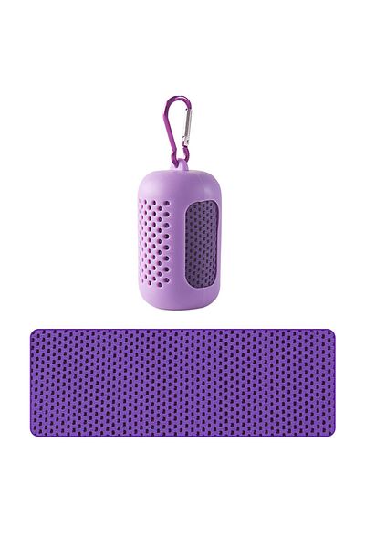 Choice 30-80cm Purple Portable Circular Silicone Wrapped Cold Towel Cooling Towel Quick Drying Polyester Fi
