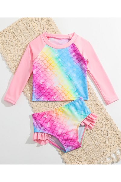SAPS Mermaid Theme Two Piece Swimsuit - Pink/Blue