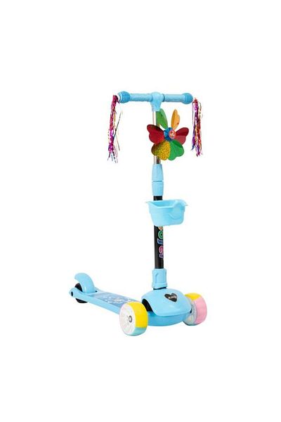 Mixbo Folding Scooter with Lights Mixbo, Basket, Adjustable Handlebar Blue
