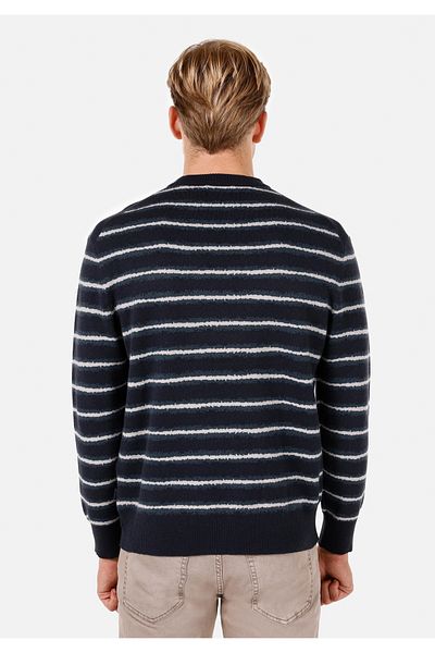 Colin's Regular Fit Round Neck Striped Men's Navy Blue Sweater